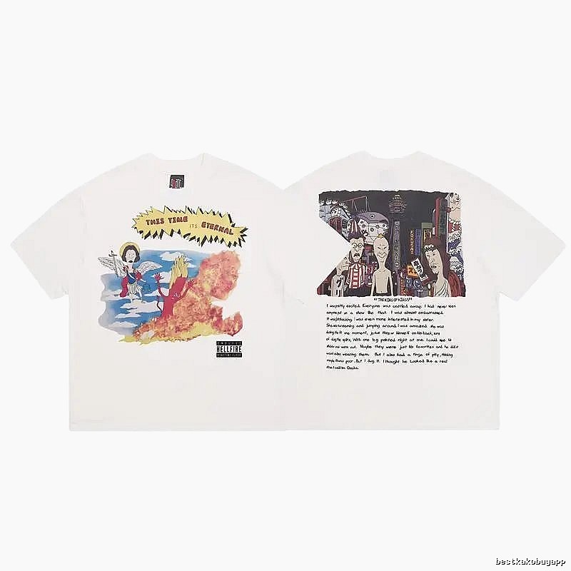 SAINT Comic Print Street Style White T-Shirt
