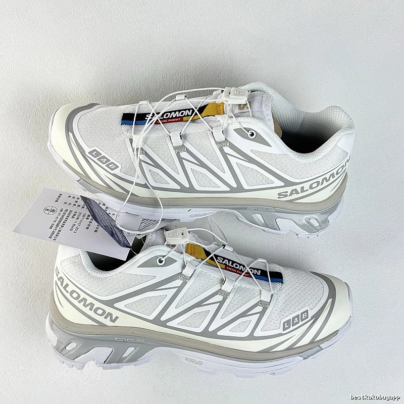 Salomon Trail Sneakers in White and Gray, Finished with Quick-Lace Style Cords