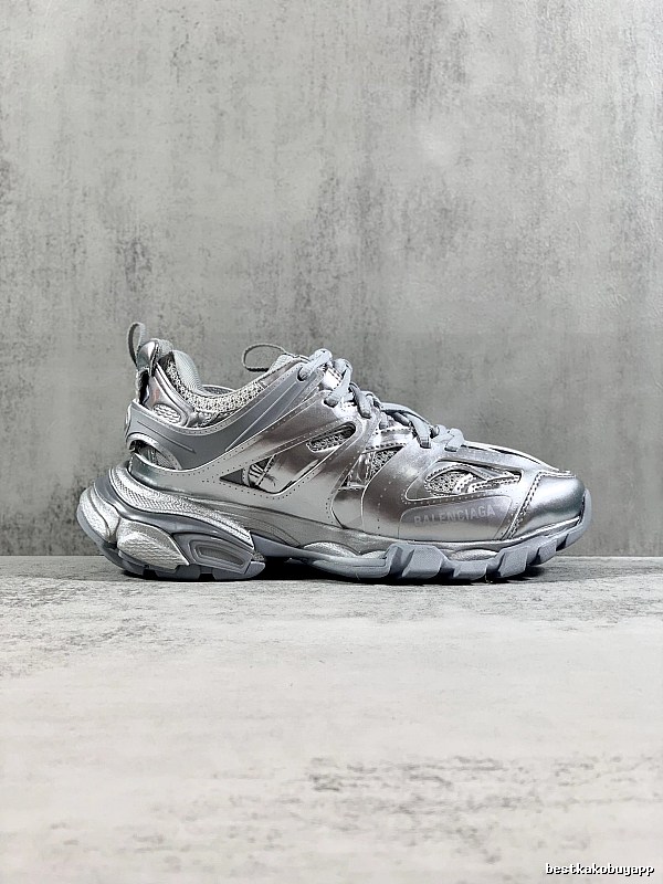 Silver Runner Sneaker by Balenciaga with Silver Layered Runner Side Profile
