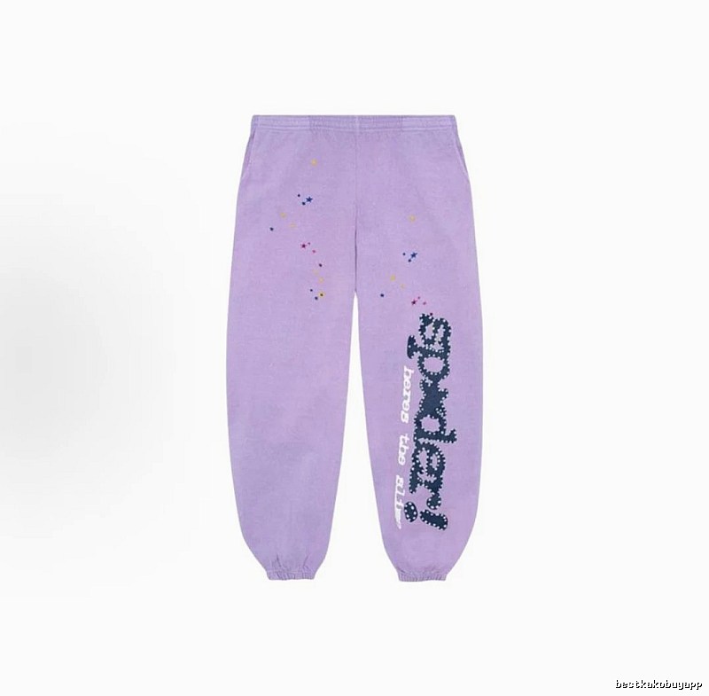 Sp5der Casual Logo Sweatpants - large vertical wordmark and cuffed silhouette