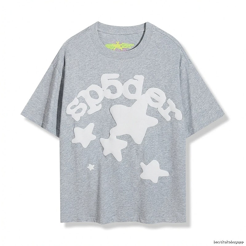 Sp5der Gray T-shirt with Star Print
