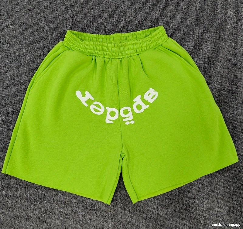 Sp5der Printed Street Style Neon Green Shorts