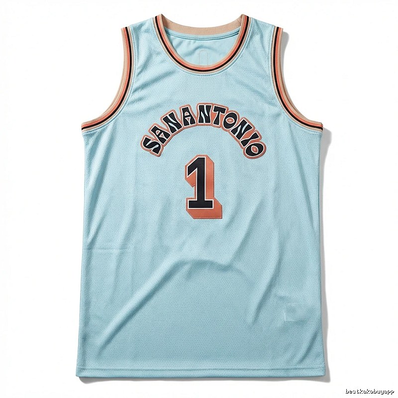 Spurs Wembanyama light blue jersey