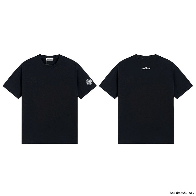 Stone Island Badge Techwear Style Black Short Sleeve T-Shirt