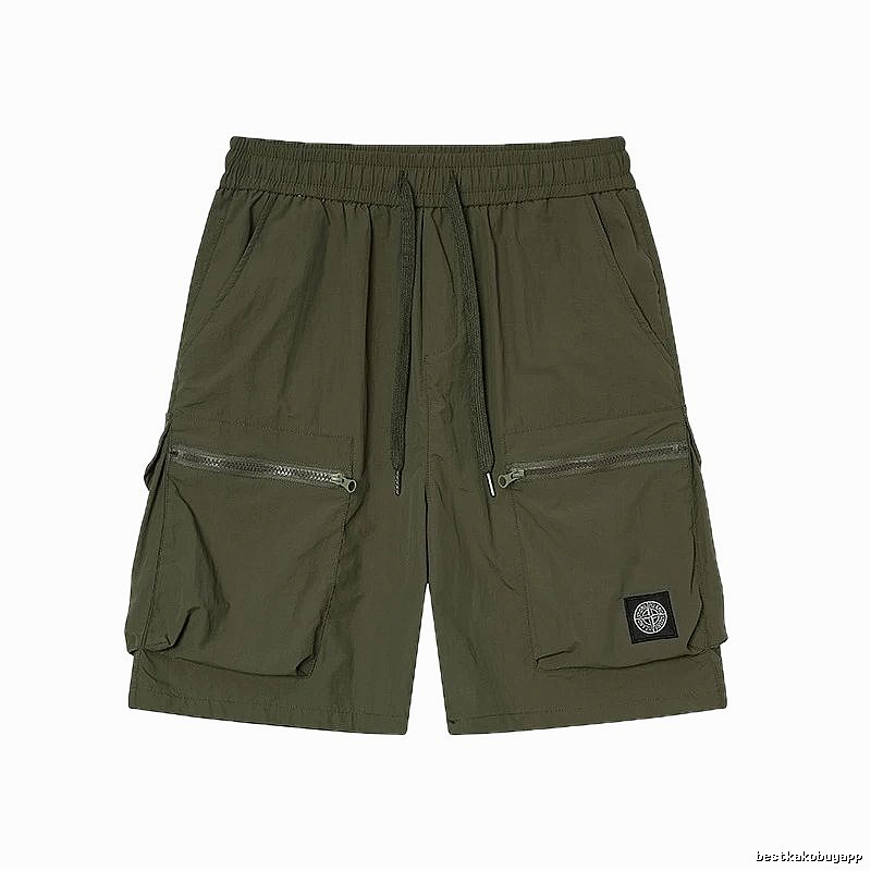 Stone Island Classic Technical Workwear Style Army Green Shorts