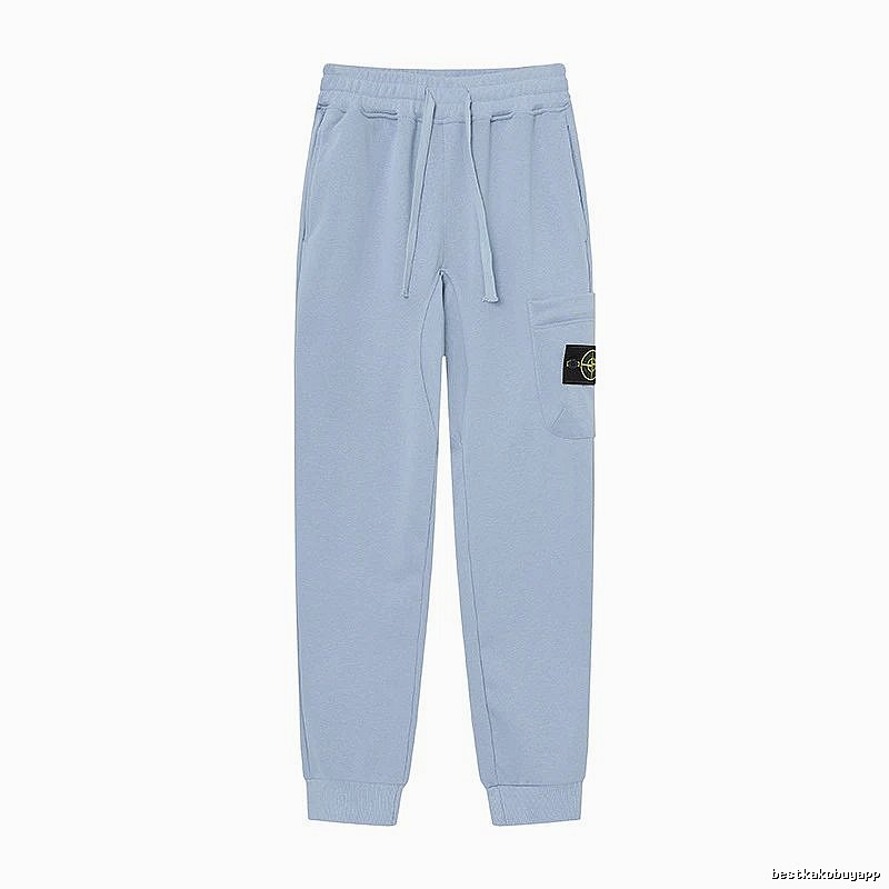 Stone Island Compass Badge Street Style Light Blue Cuffed Jogger Sweatpants