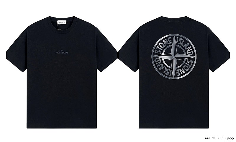 Stone Island Compass Collection Street Style Black T-Shirt