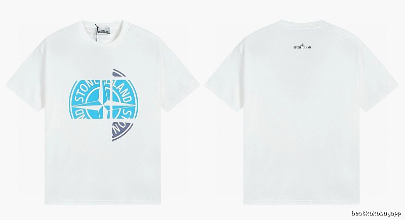 Stone Island Compass Print Cool Trendy Style White T-Shirt