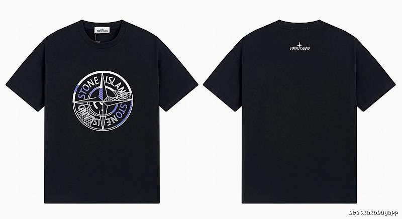 Stone Island Compass Print Street Style Black T-Shirt
