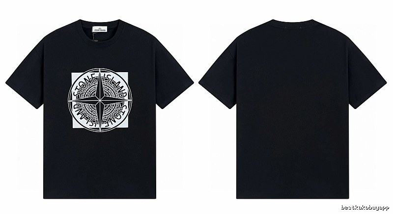 Stone Island Compass Print Street Style Black T-Shirt