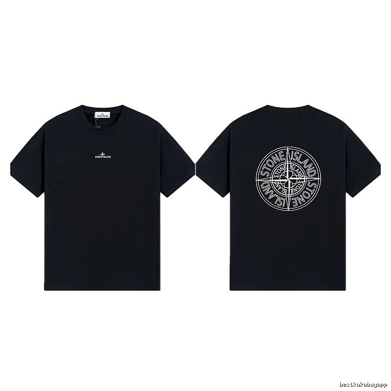 Stone Island Compass Print Trendy Cool Black T-Shirt