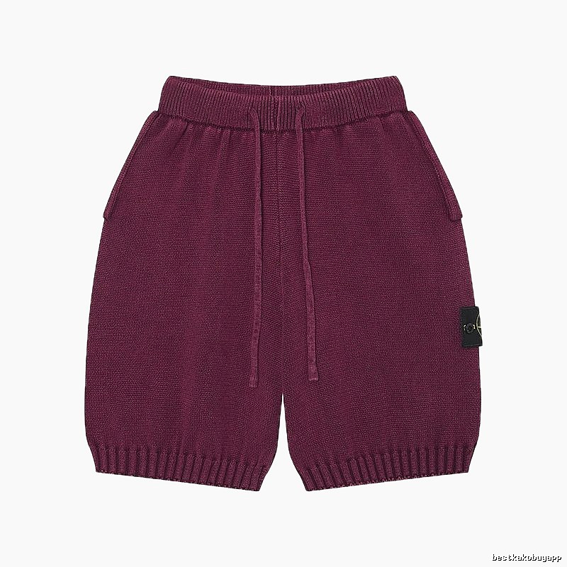 Stone Island Knit Casual Style Burgundy Shorts