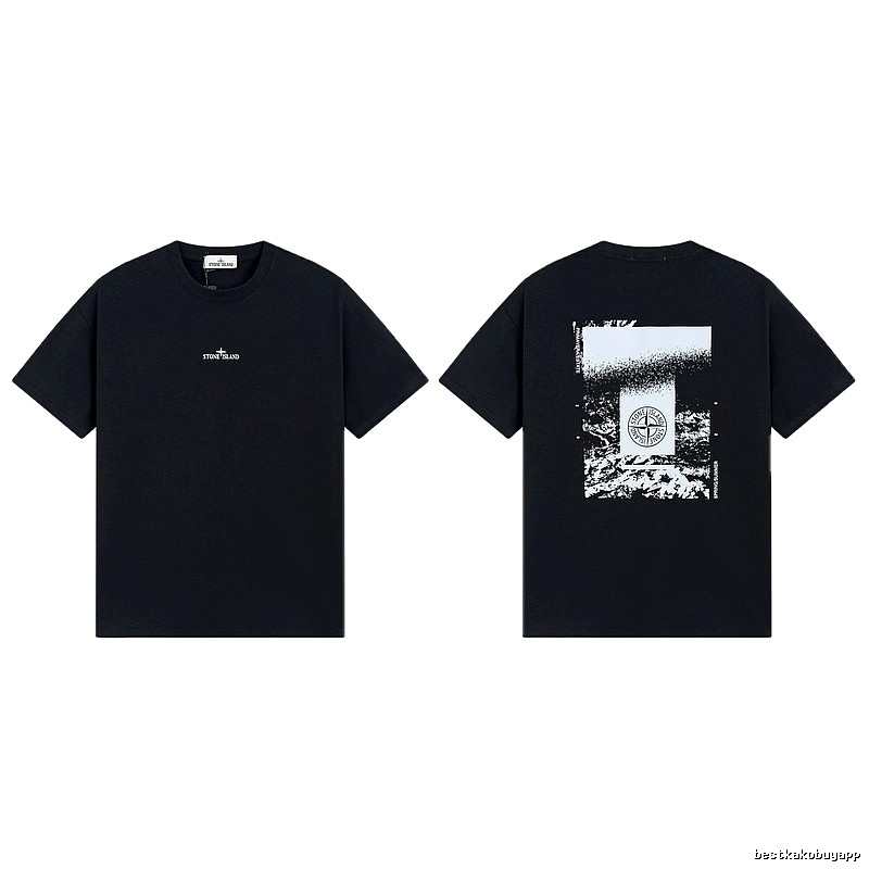 Stone Island Printed Functional Style Black Short Sleeve T-Shirt