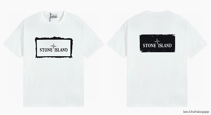 Stone Island Printed Street Style White Short Sleeve T-Shirt