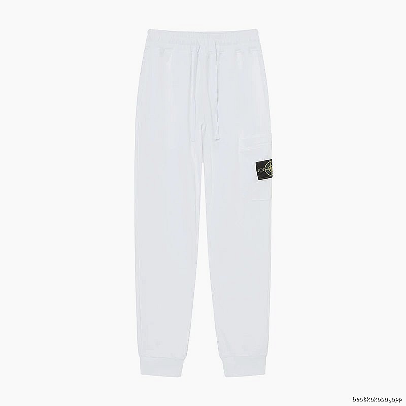 StoneIsland Badge Workwear Style White Sweatpants