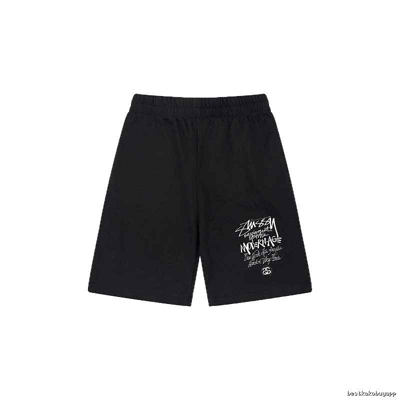 Stussy graffiti-style black shorts