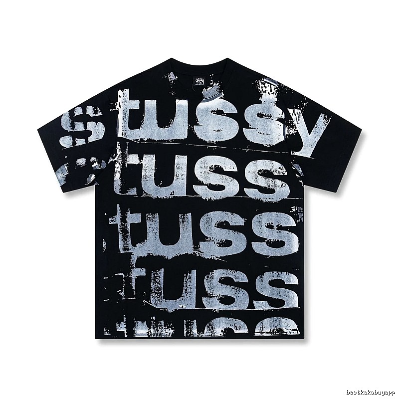 Stussy graffiti-style black T-shirt with letters