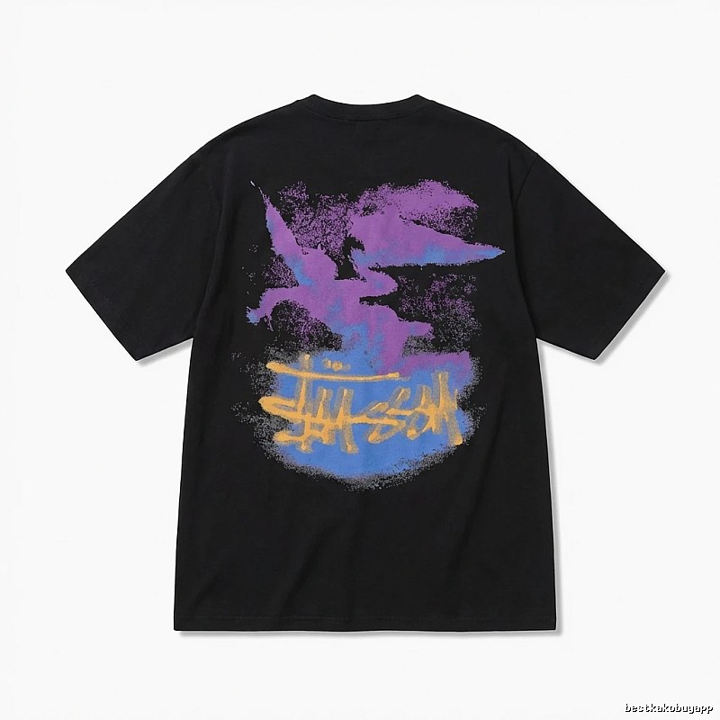 Stussy graffiti-style black T-shirt
