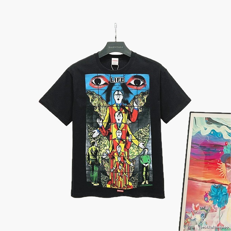 Supreme Art Print Street Style Black T-Shirt