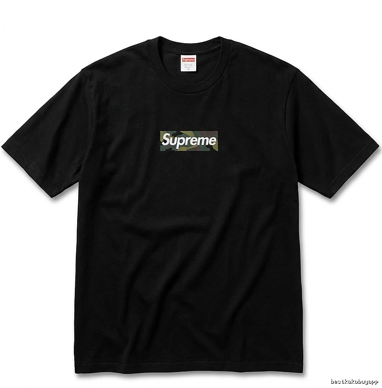 Supreme camouflage style black T-shirt