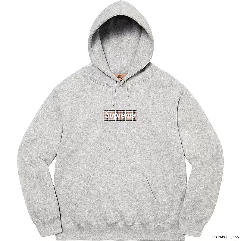 Supreme Logo Detail Logo hoodie Gray Red Oversized with Functional Detail