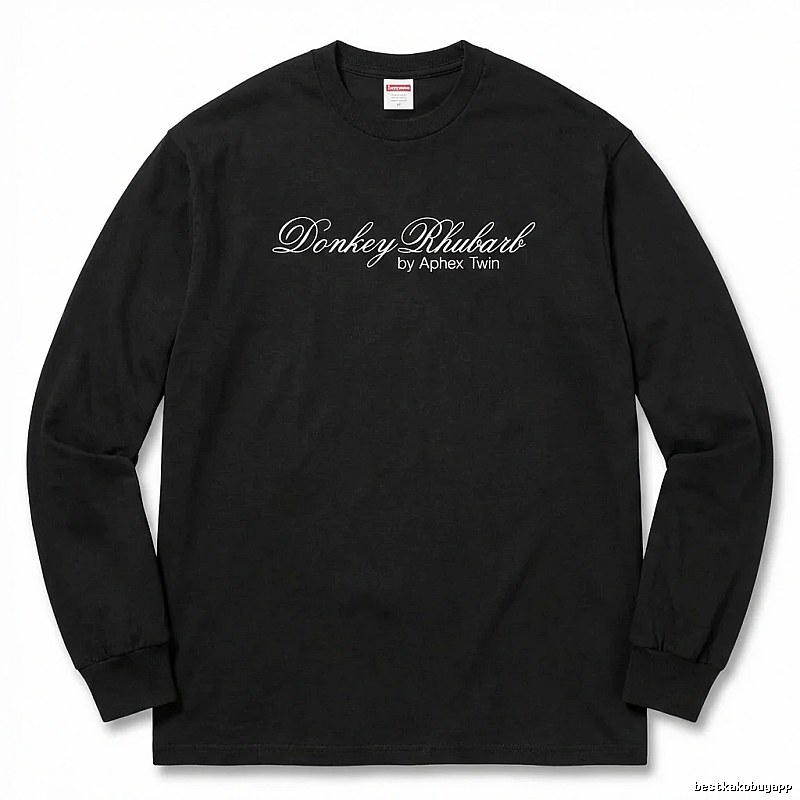 Supreme Print Retro Style Black Long-sleeve Shirt