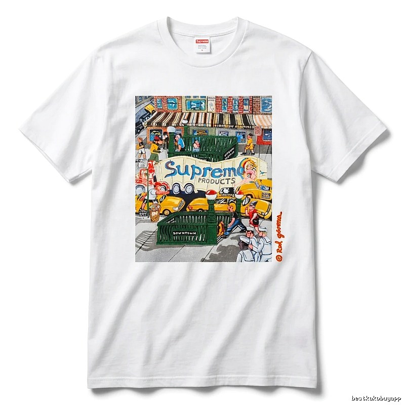 Supreme street style white T-shirt