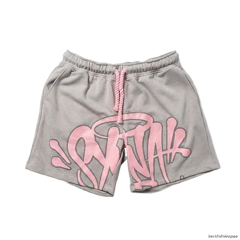 SynaWorld graffiti-style gray shorts