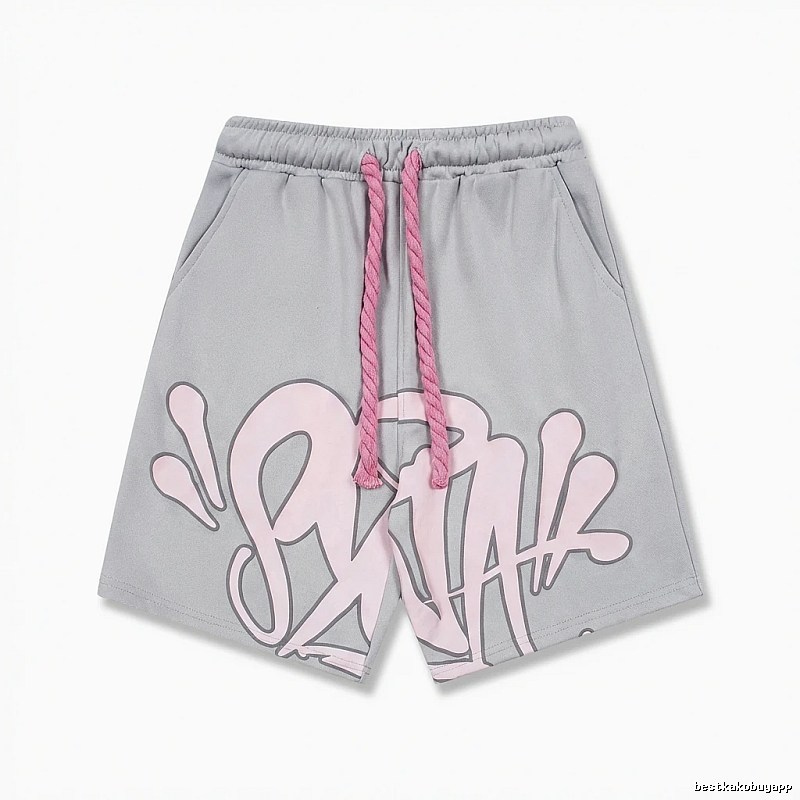 SynaWorld Graffiti-style Grey Shorts
