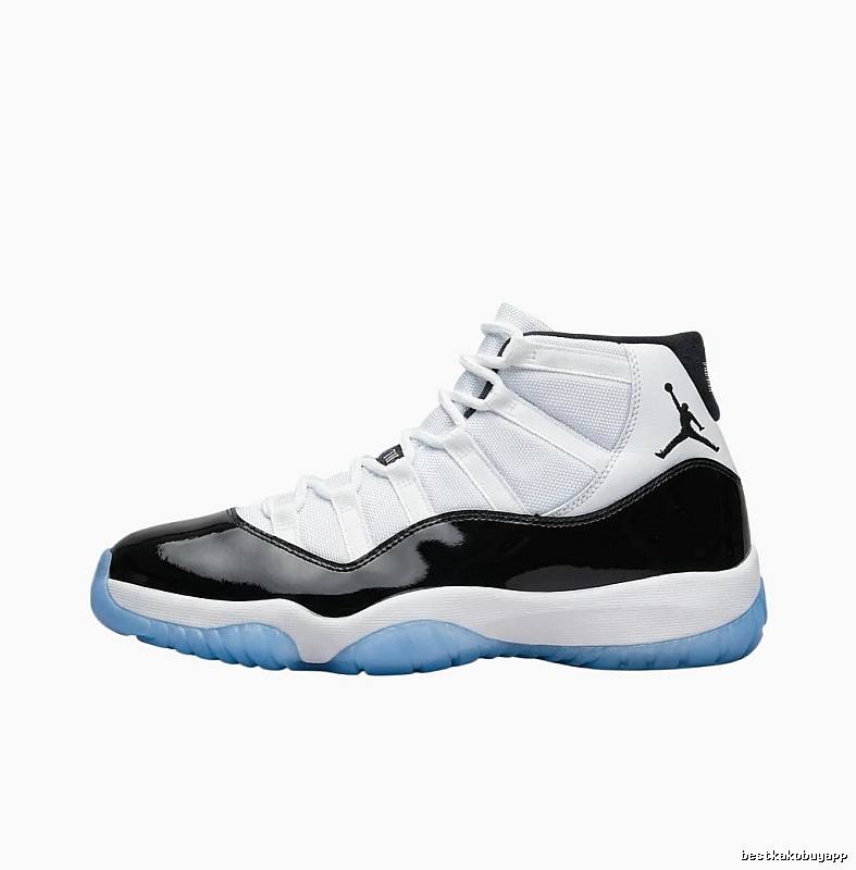 The classic black-and-white Air Jordan 11 basketball shoes.