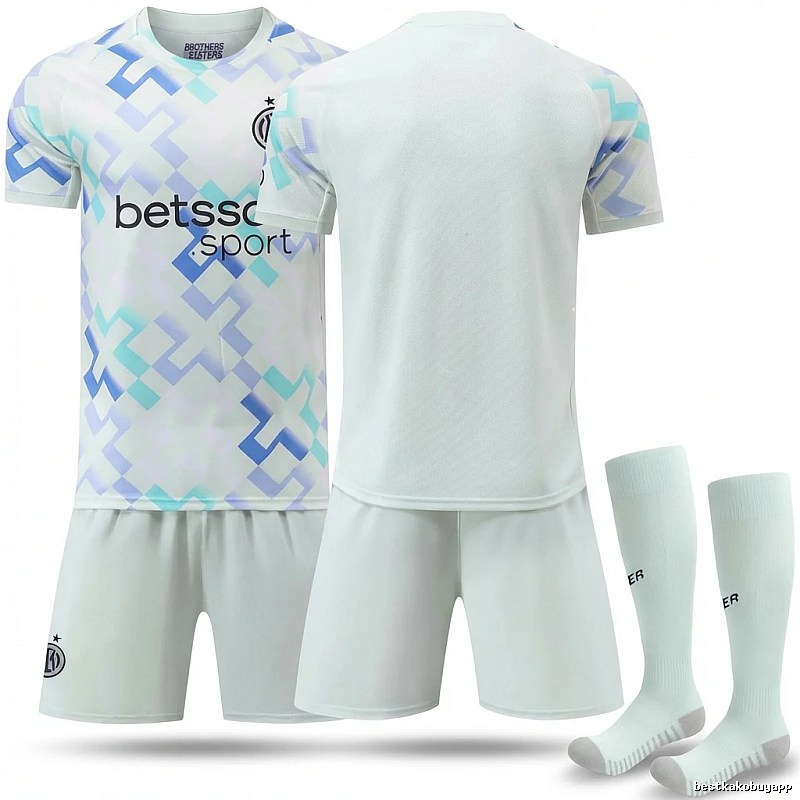 The geometric-style white jersey of Inter Milan.
