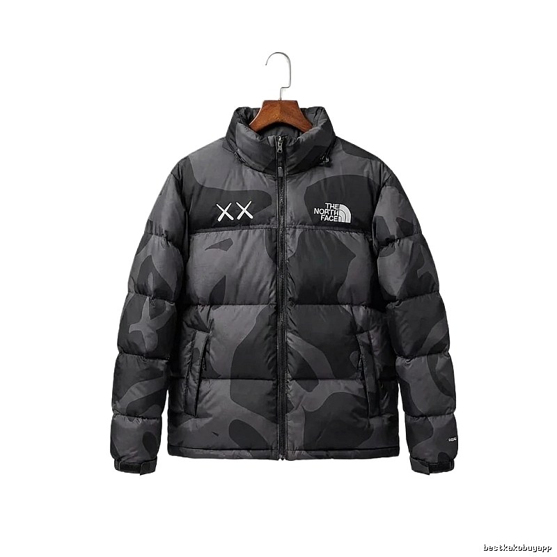 The North Face camouflage-style down jacket (black)