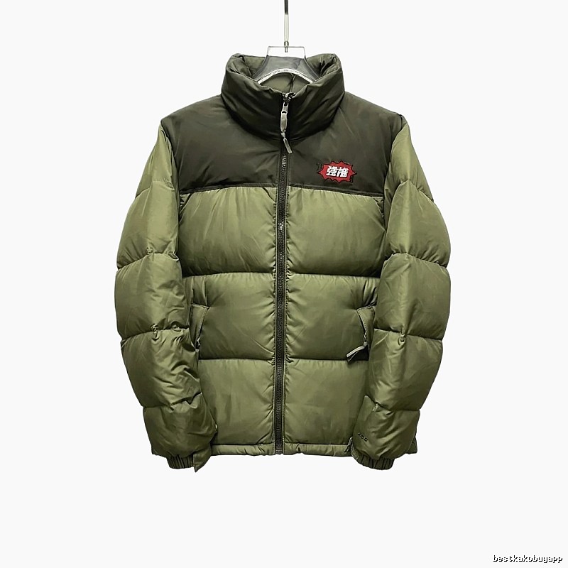 The North Face double - color green down jacket