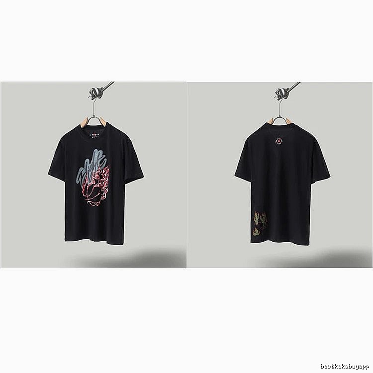 Travis Scott x Air Jordan Graffiti-style Black Short-sleeve T-shirt