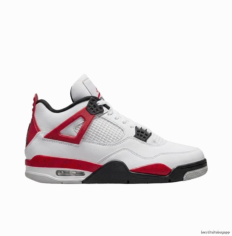 Trendy red and white Jordan 4 shoes