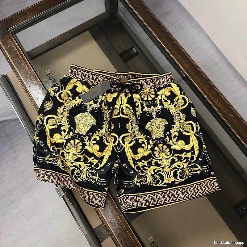 Versace Medusa Baroque Style Black and Gold Shorts