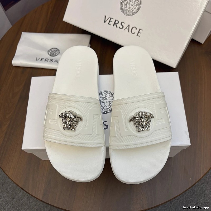Versace Medusa Luxury Style White Slides