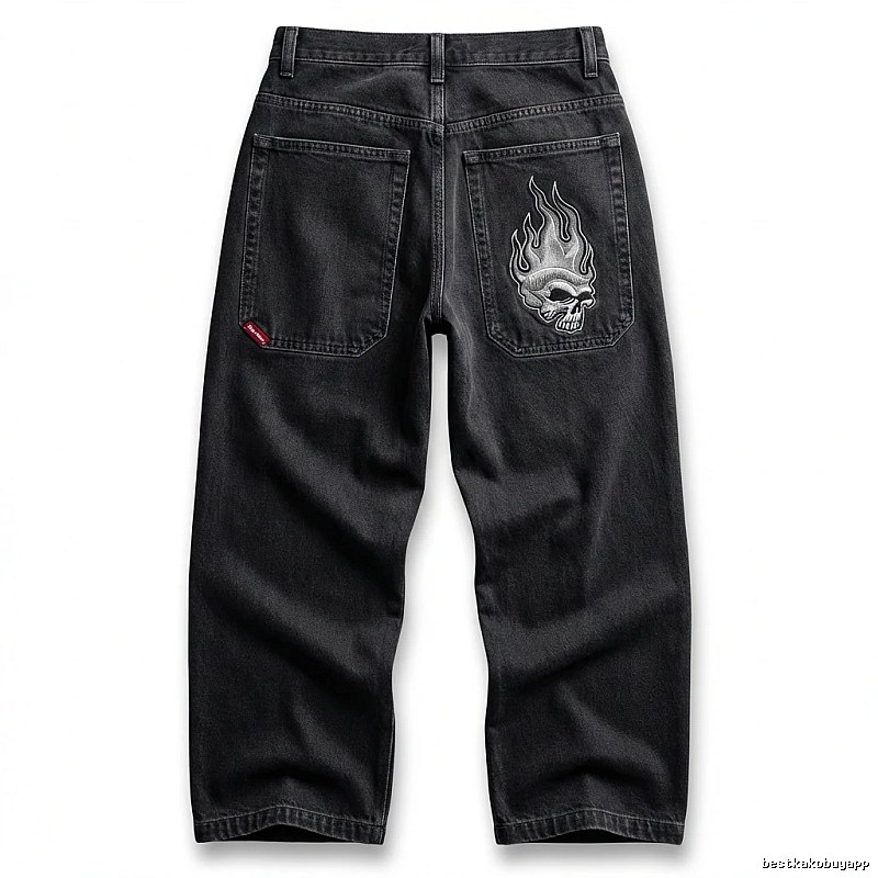 Y2K Fear of God Flame Black Denim Shorts